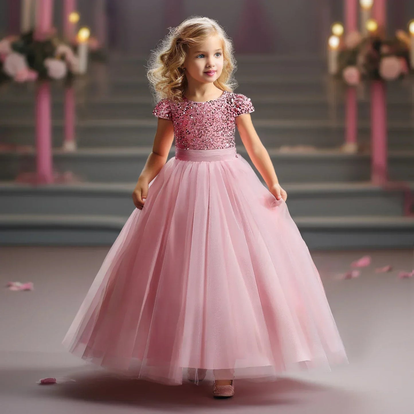 Girls Dresses Bridesmaid Sequin